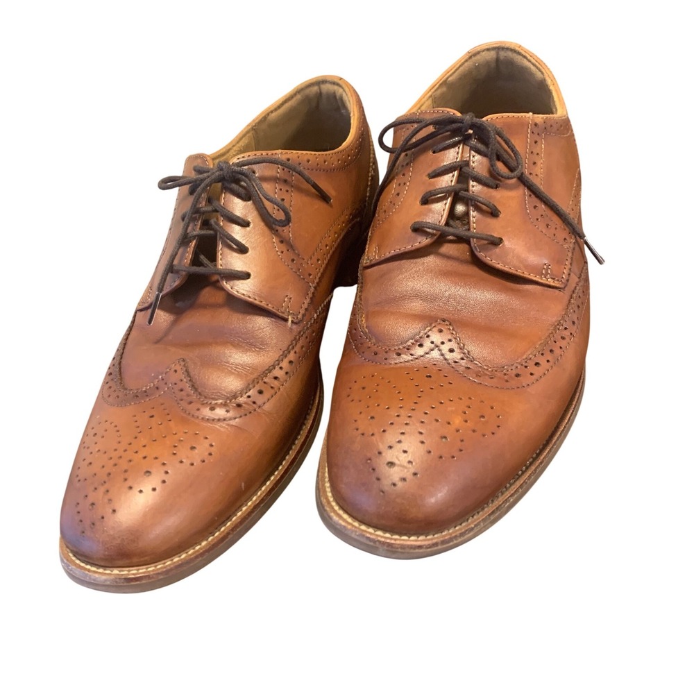 Florsheim Rucci Wingtip Oxford Cognac Brown Leather Dress Shoes 9.5